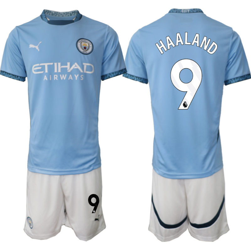 Men 2024-2025 Club Manchester City home blue #9 Soccer Jersey->->Soccer Club Jersey